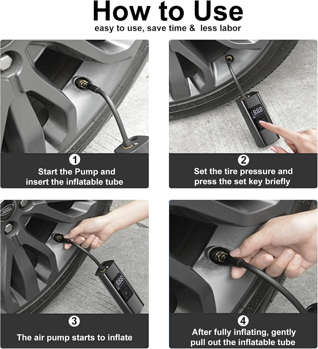 Portable Air Compressor Tire Inflator 6000mAh 150 PSI with Power Bank LED Light P951706