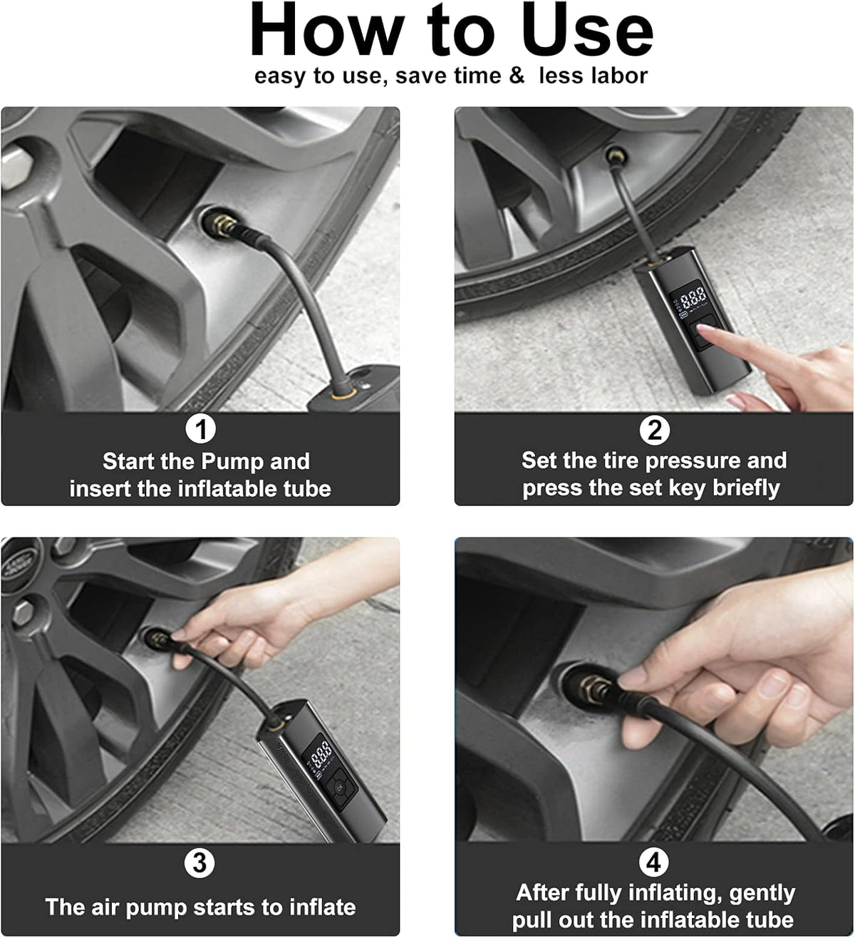Portable Air Compressor Tire Inflator 6000mAh 150 PSI with Power Bank LED Light P951706