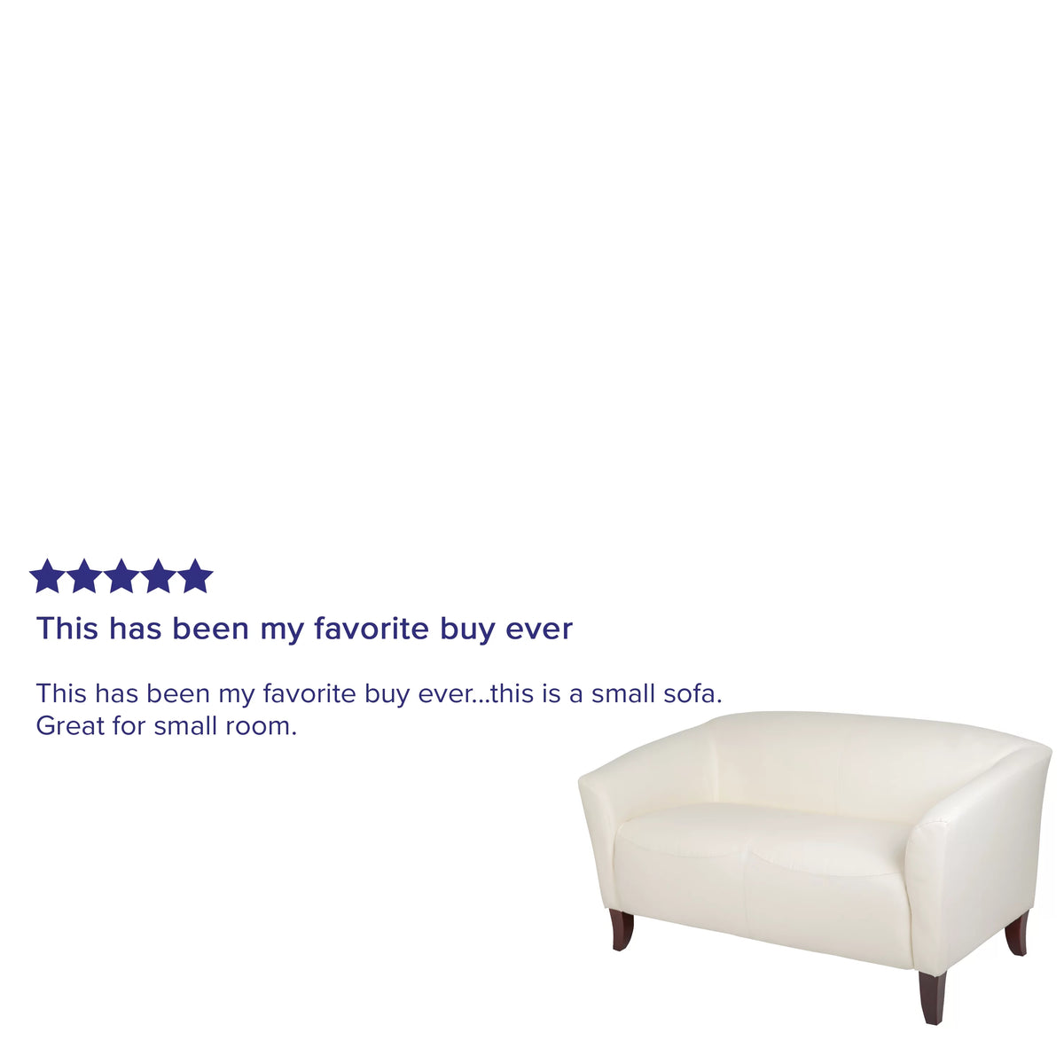 Ivory LeatherSoft Loveseat with Cherry Wood Feet M599515