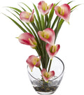 Pink Calla Lily and Grass in Vase R9153