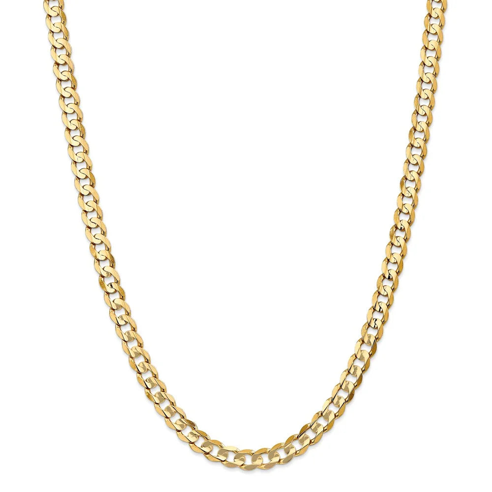 14kt Yellow Gold 22 inch Open Concave Curb Chain with Lobster Clasp L4107