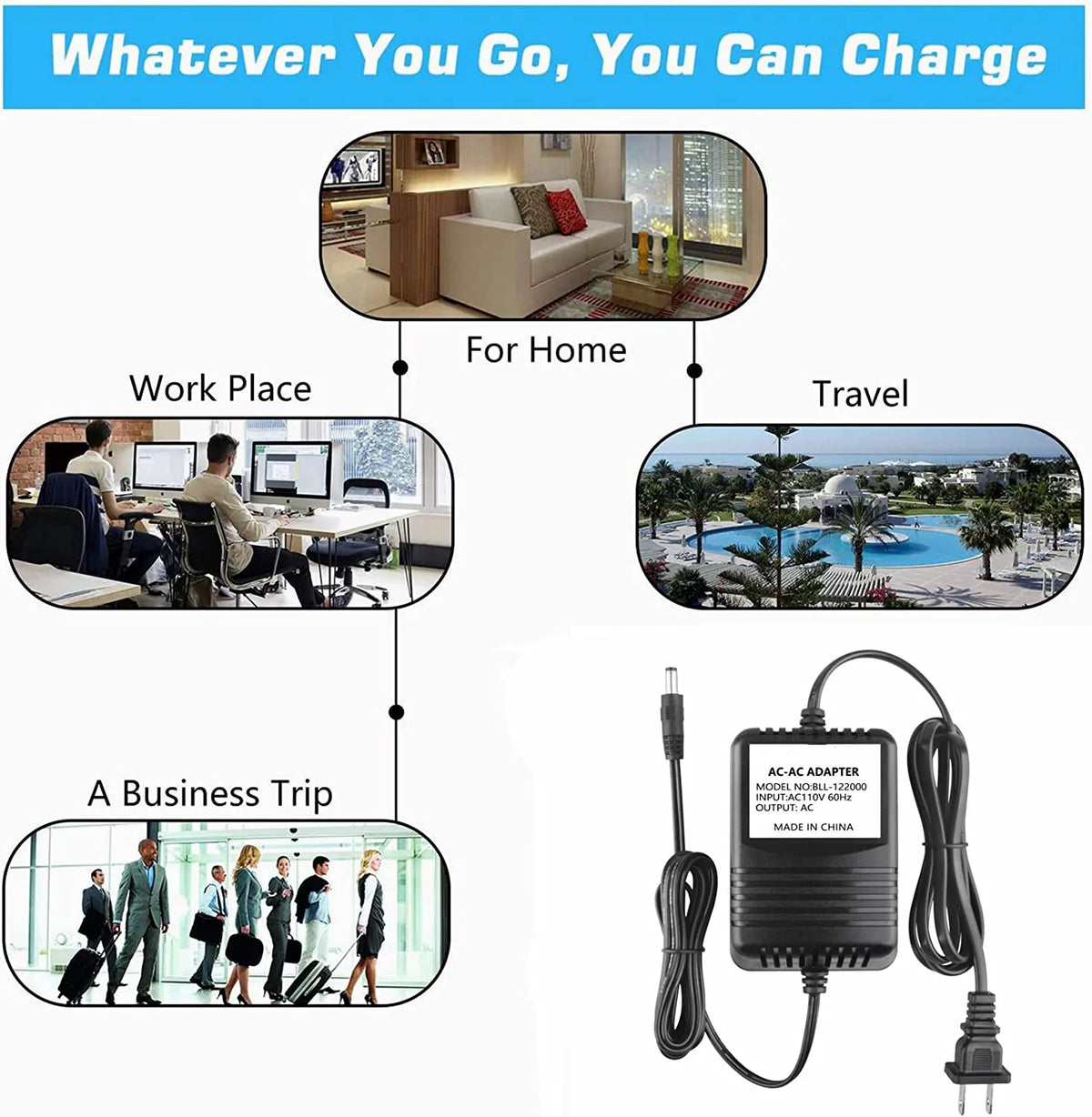 14VAC AC to AC Adapter Power Supply Cord Charger V52302