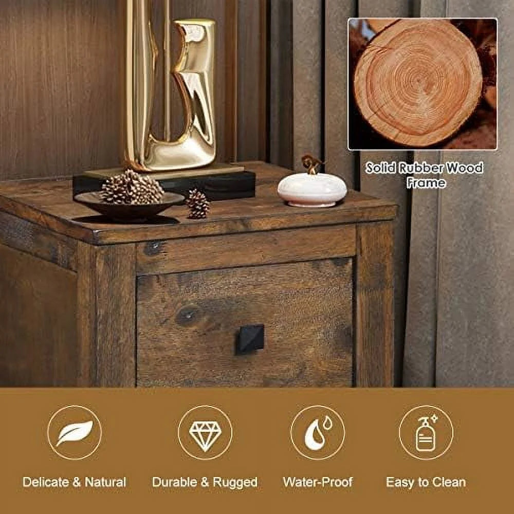Rustic Wooden Nightstand with 2 Sliding Drawers X127
