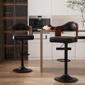 Wooden PU Leather Bar Chairs Set of 2 with Back & Footrest C814
