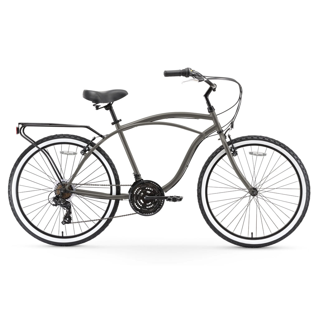 Matte Black Single Speed Beach Cruiser Bicycle with Rear Rack V91722