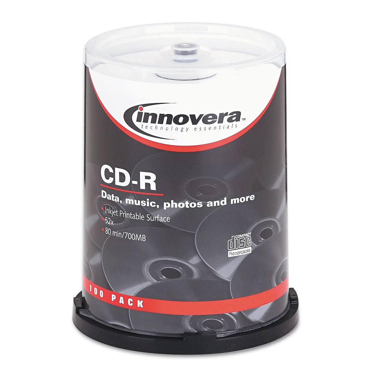 CD-R Discs, Hub Printable, 700MB/80min, 52x, Spindle, Matte White - 100/Pack Z2206