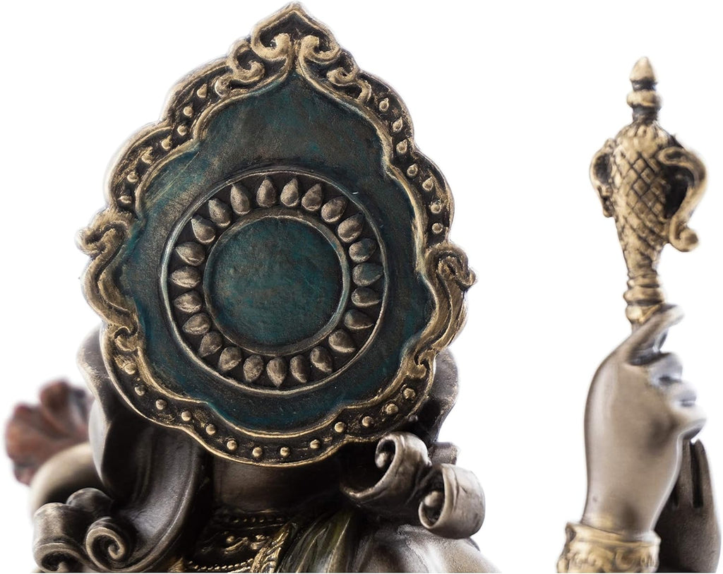Dancing Ganesh on Lotus Pedestal Statue, Cold Cast Bronze, 8-Inch Elephant Figurine Q3861