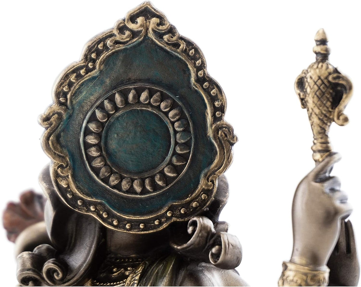 Dancing Ganesh on Lotus Pedestal Statue, Cold Cast Bronze, 8-Inch Elephant Figurine Q3861