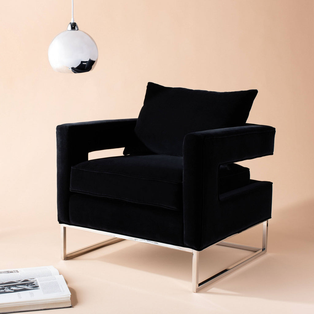 Velvet Club Chair Black V949751