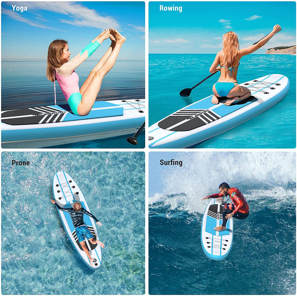 White & Blue Inflatable SUP Paddleboard with Accessories L37280