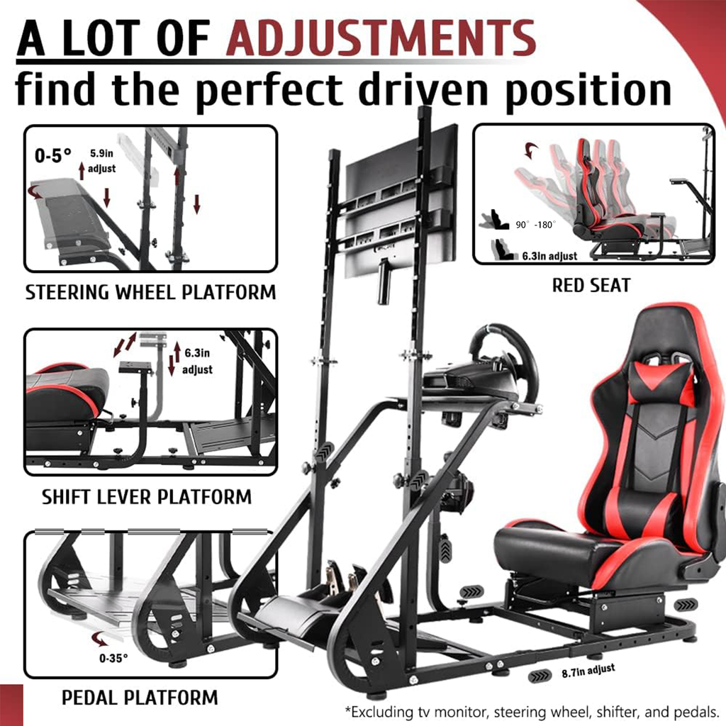 Racing Sim Cockpit with Gaming Seat and Monitor Stand O61966