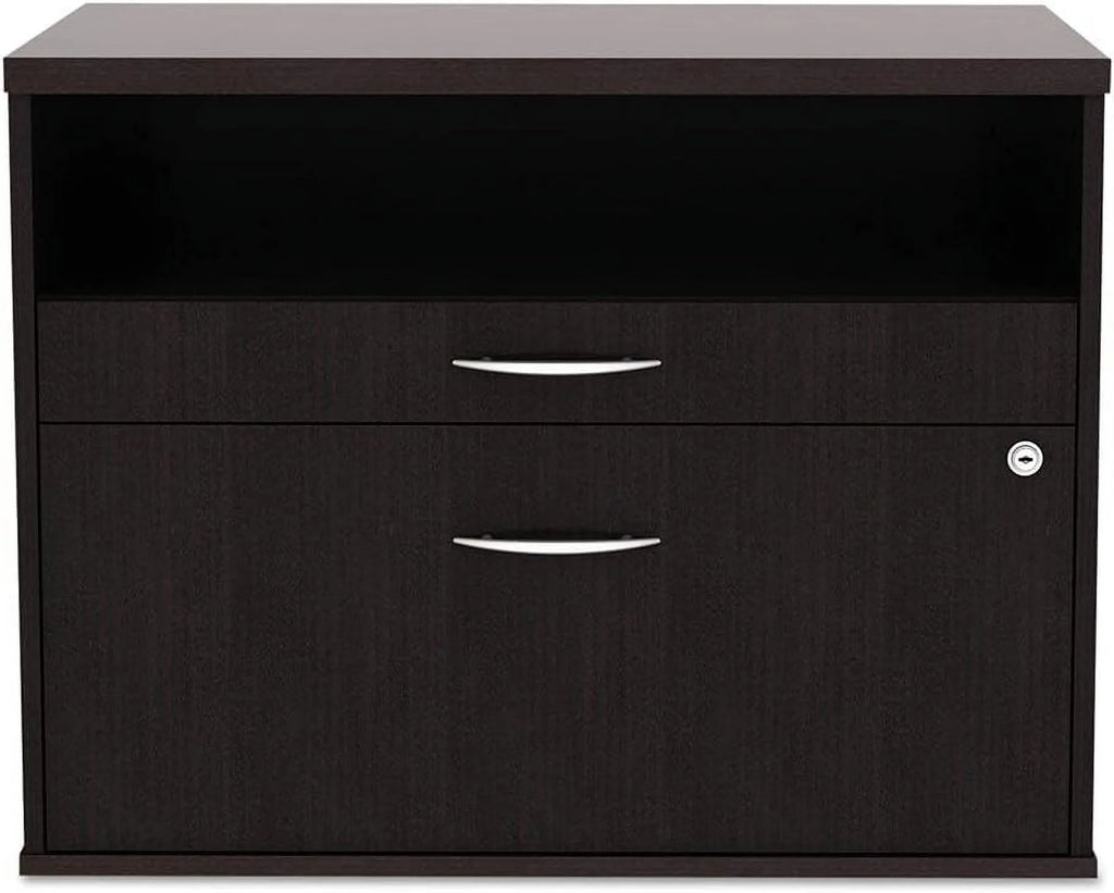 Espresso 2-Drawer 1 Shelf Low File Cabinet Credenza W29034