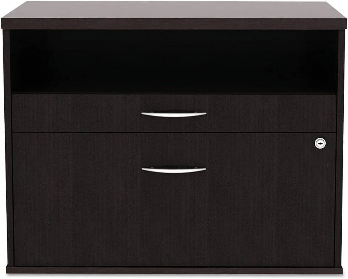 Espresso 2-Drawer 1 Shelf Low File Cabinet Credenza W29034