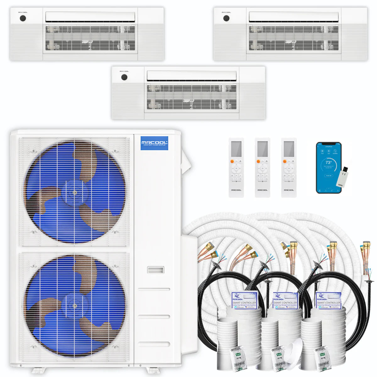 54,000 BTU 3 Zone Ceiling Cassette Ductless Air Conditioner and Heat Pump V567