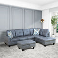 L-Shaped 3-Piece Sectional Sofa Couch, Dark Grey F428061