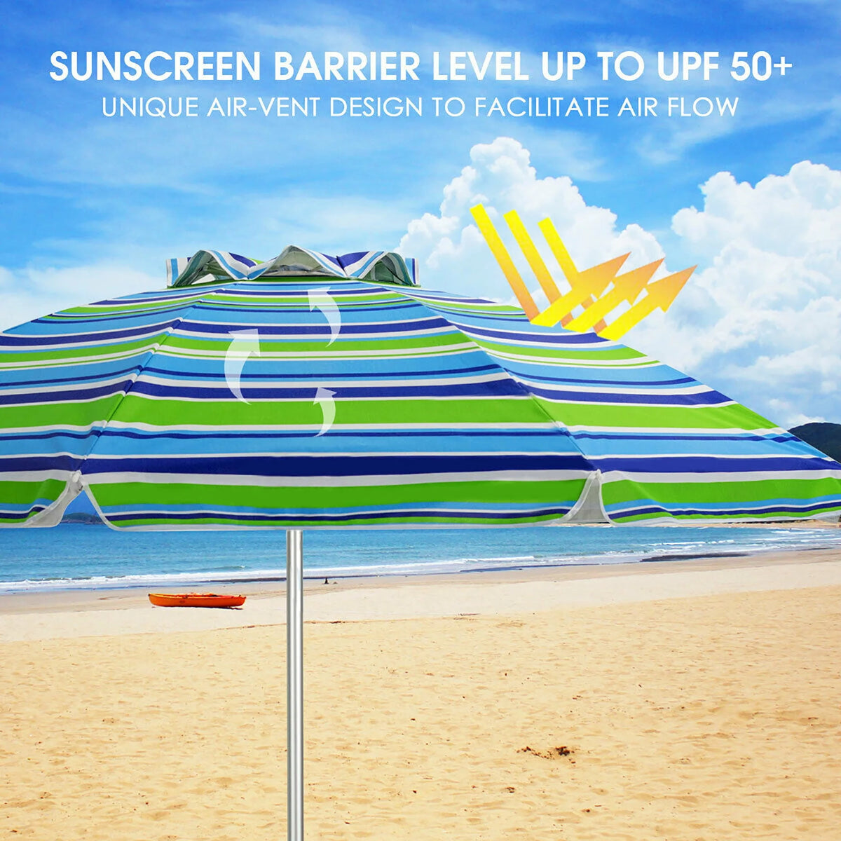 Turquoise 6.5FT Patio Beach Umbrella with Carry Bag B607077
