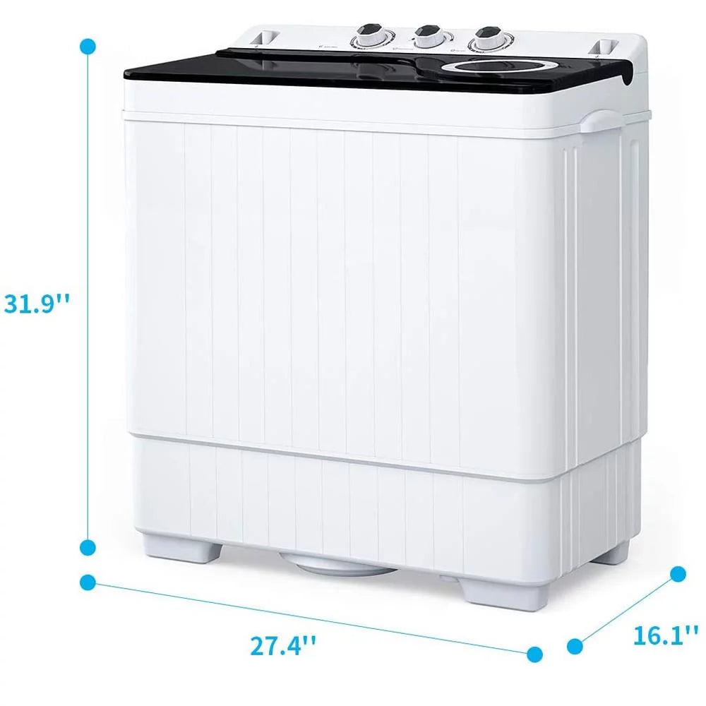 26lbs Compact Twin Tub Portable Washing Machine Black Z27162