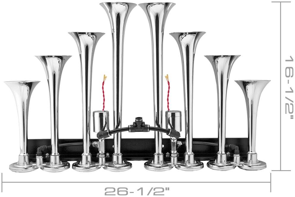 8 Air Horn Chrome Plated Trumpets M78734