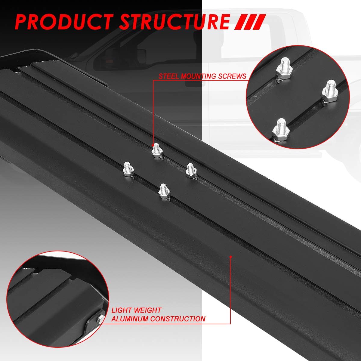 6 Inches Black Aluminum Running Boards S88062
