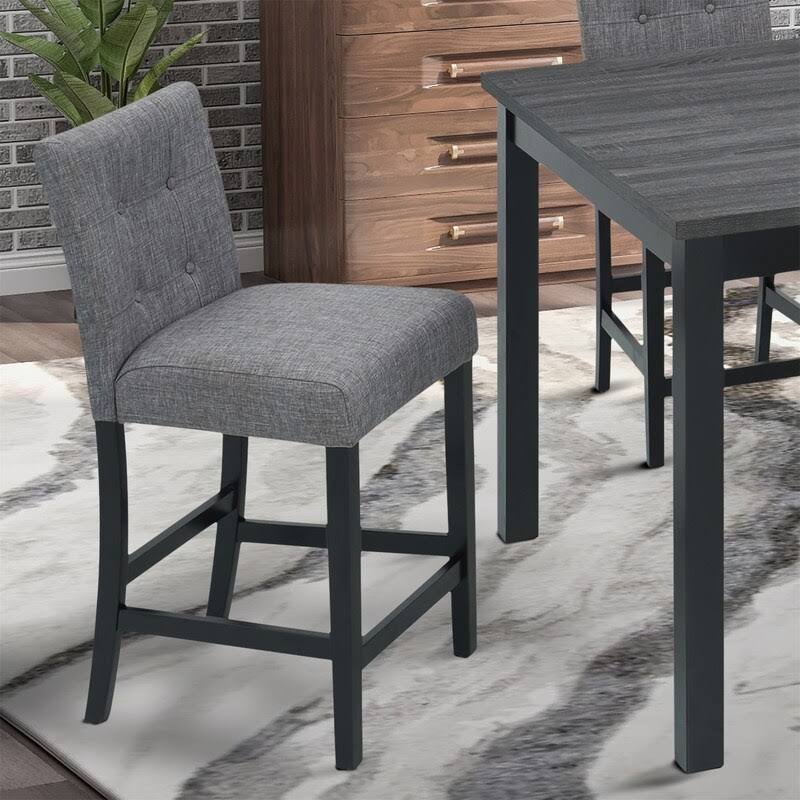 5-Piece Dining Set Wood Square Table and Chairs Stools Grey A834400