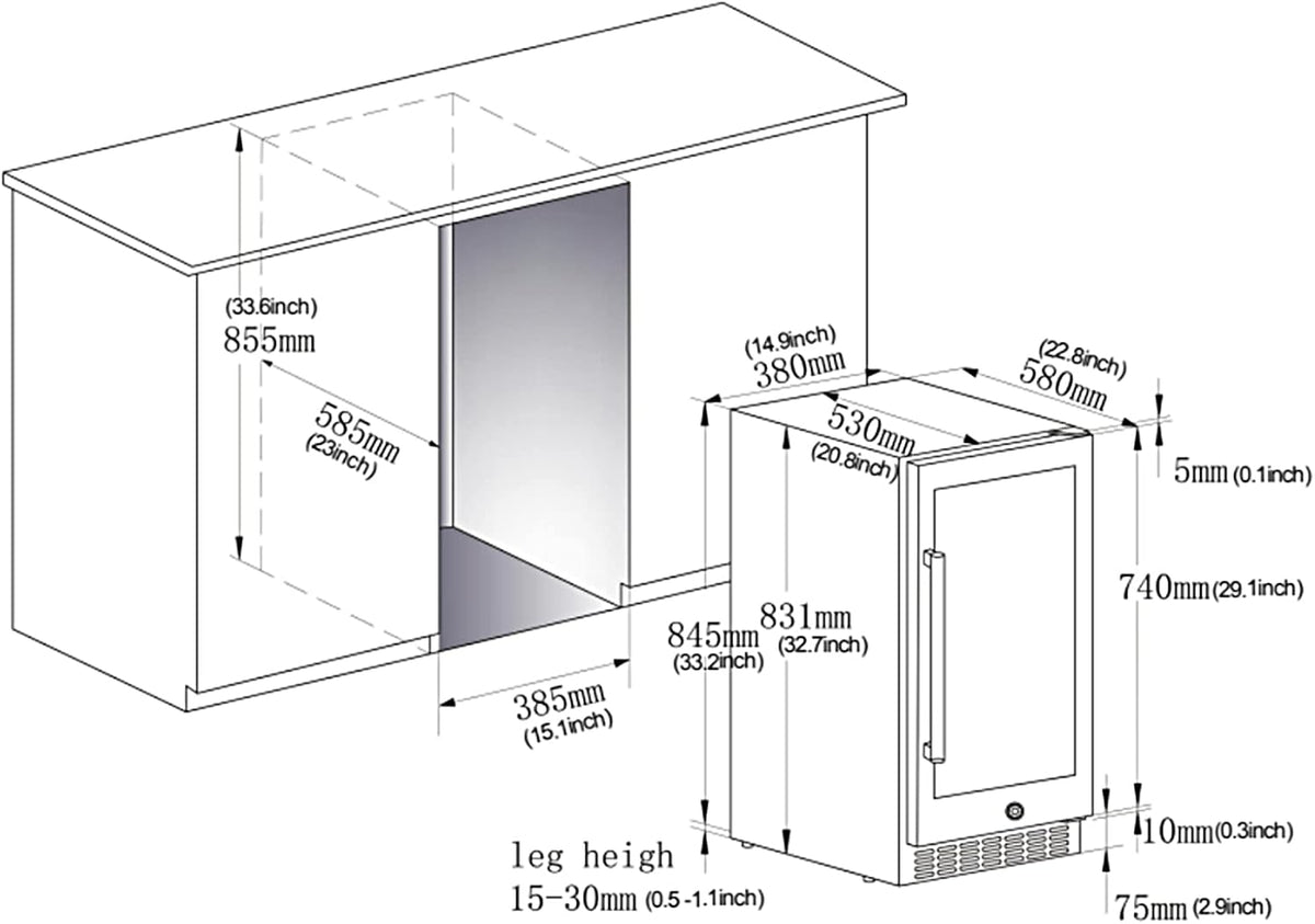 15 Inch Stainless Steel Beverage Refrigerator 100 Cans W514