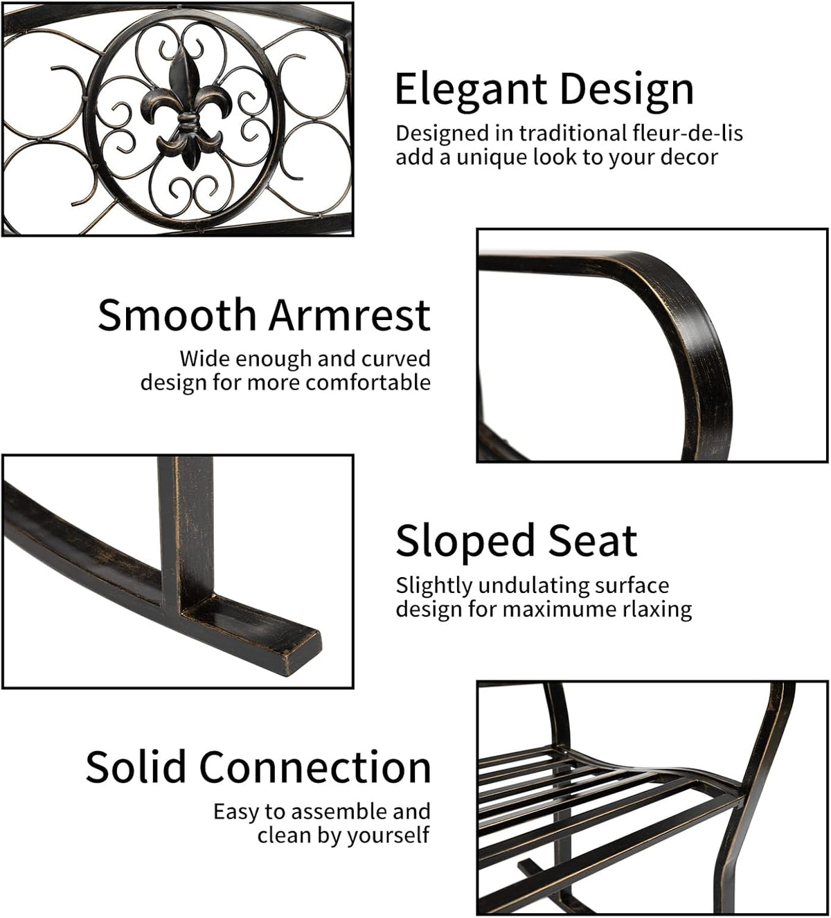 Metal Vintage Rocking Chairs with Back & Armrest L3472
