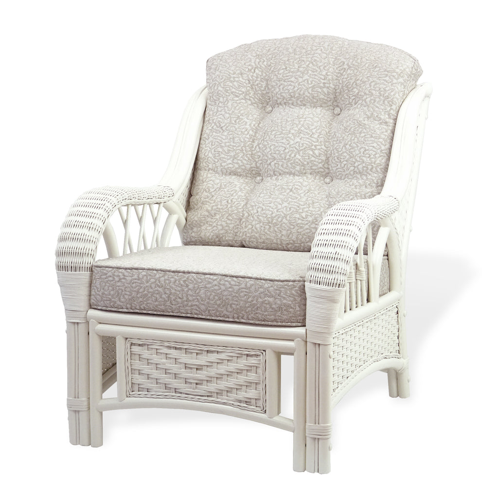 Rattan Wicker Living Room Set 4 Pieces: 2 Lounge Chair ThreeSeater/Sofa Coffee Table White Color with Cushion A20505
