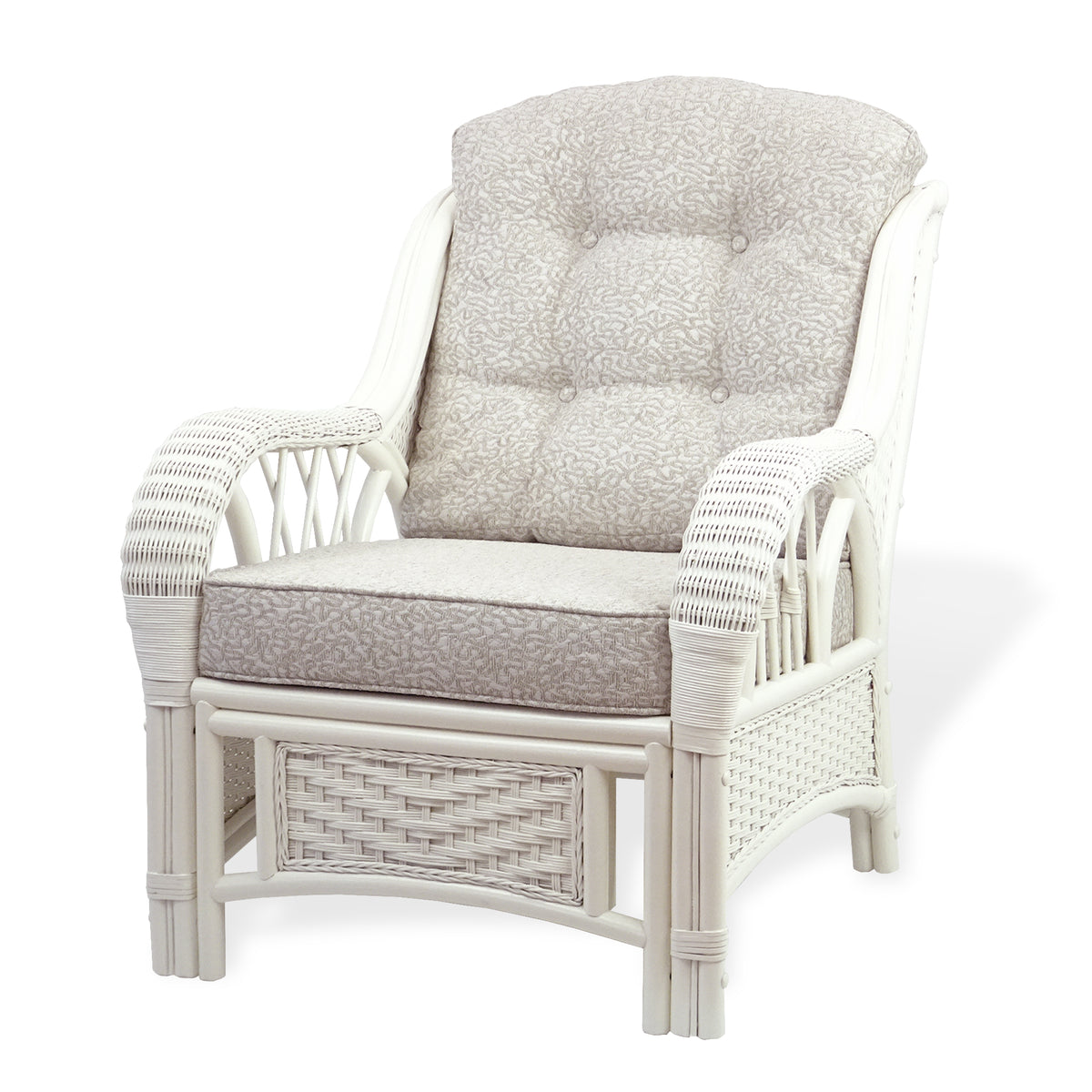 Rattan Wicker Living Room Set 4 Pieces: 2 Lounge Chair ThreeSeater/Sofa Coffee Table White Color with Cushion A20505