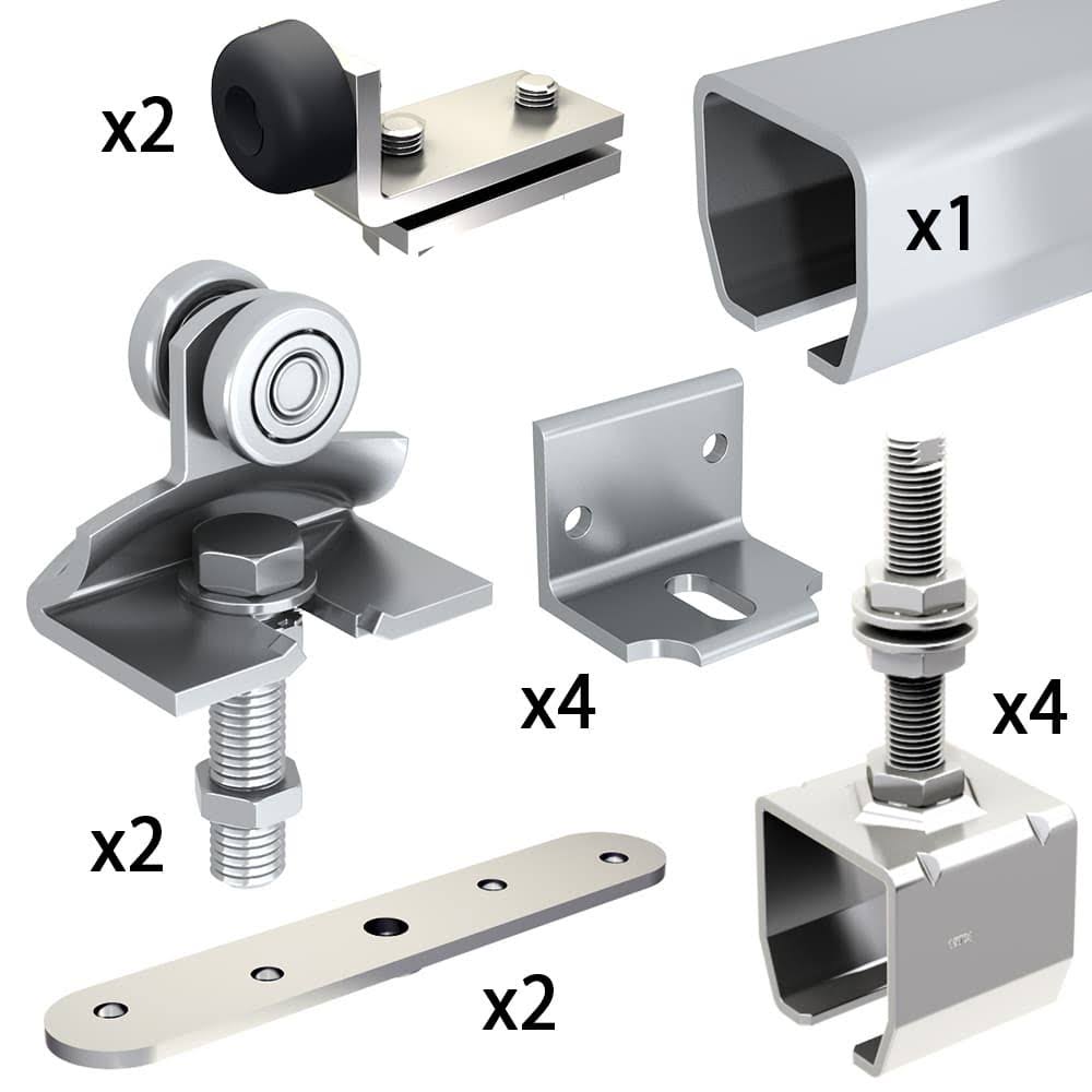 Sliding Door Hardware Kit, 76-Inch Galvanized Steel Track J629