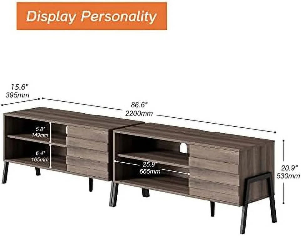 Mid-Century Modern Wood TV Stand up to 85 Inch Y1472