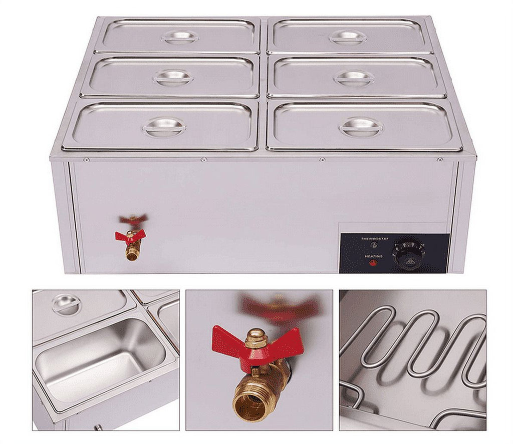 6-Pan with 6 Covers Commercial Food Warmer 7L 850W Y507