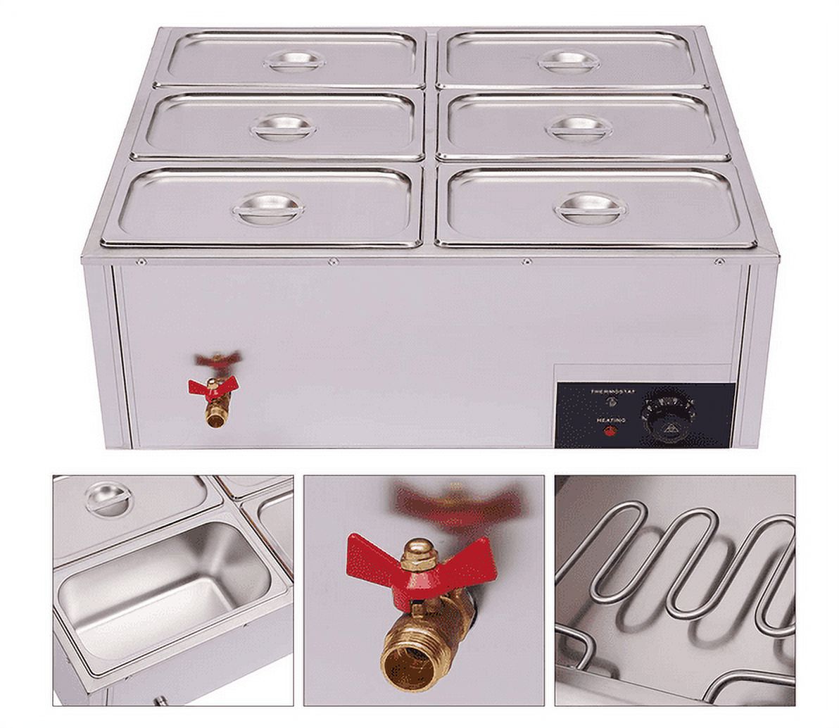 6-Pan with 6 Covers Commercial Food Warmer 7L 850W Y507