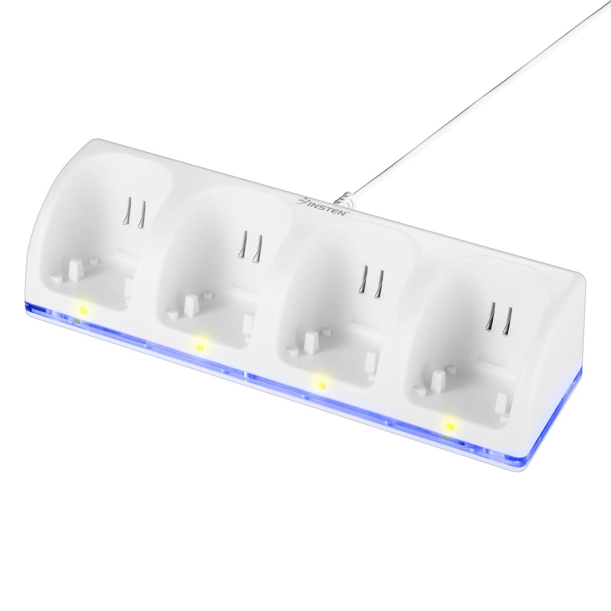 White Wii U Quad Remote Controller Charger Dock Station with 4x Rechargeable Battery Pack F982639