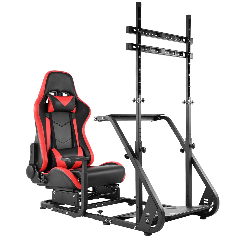 Racing Sim Cockpit with Gaming Seat and Monitor Stand O61966