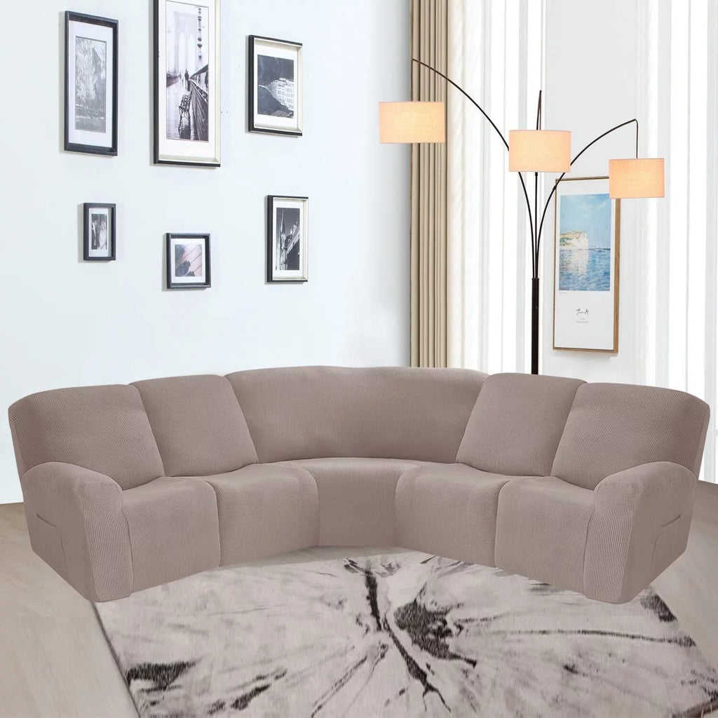 Light Brown 7-Piece Recliner Sofa Slipcover I858431