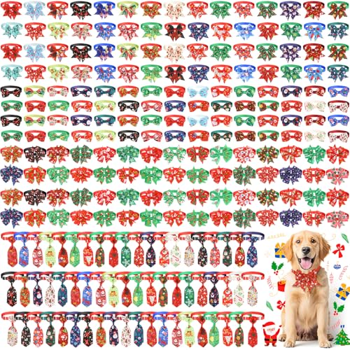 240 Pcs Christmas Dog Bow Ties Collars Set A80215