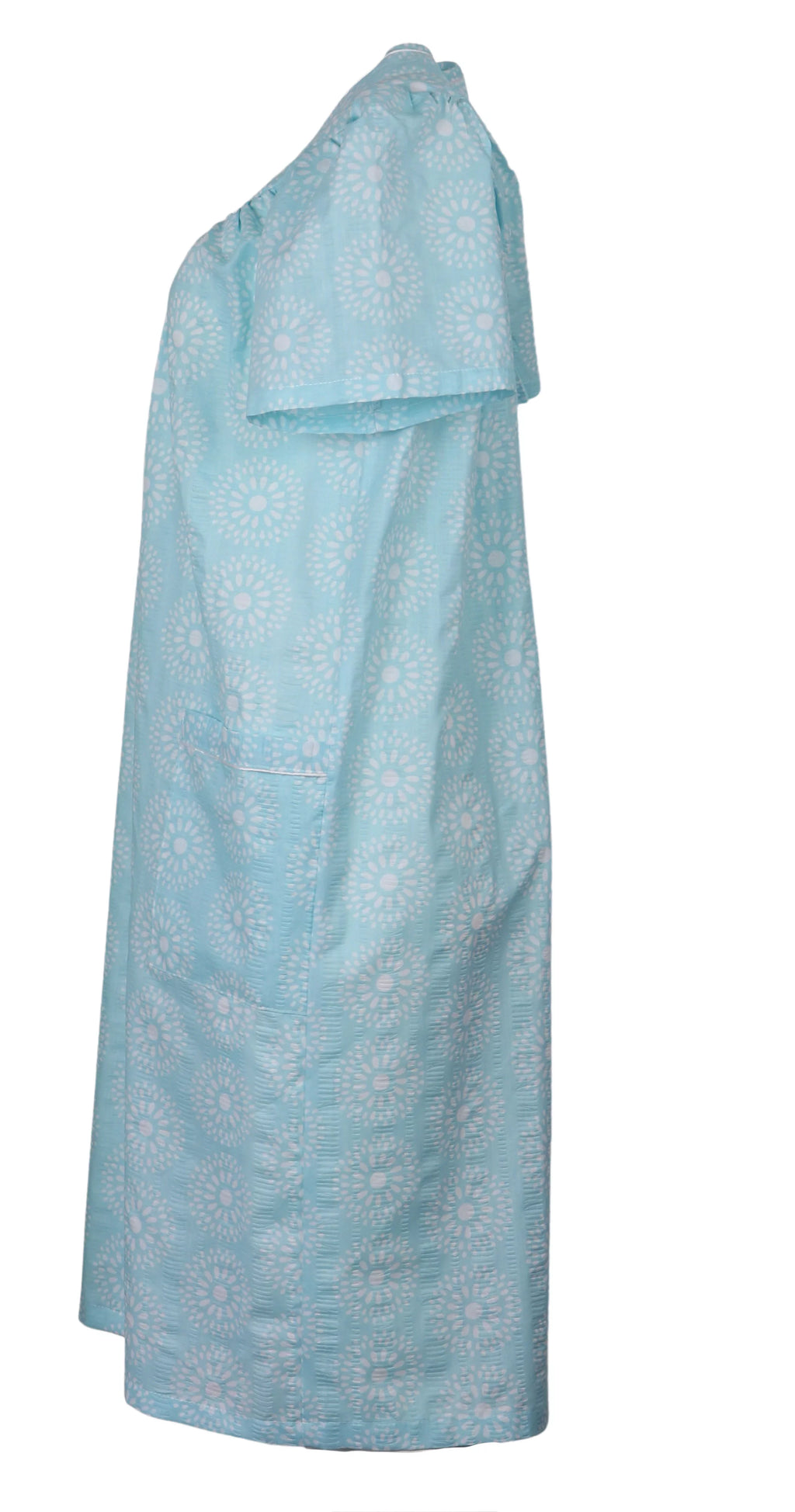 Aqua Snap-Front Duster Robe With Pockets C227706