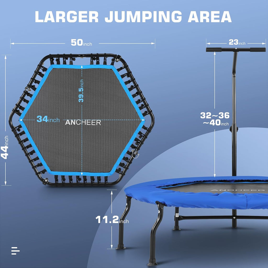 40/50" Foldable Mini Trampoline with Bungees and Adjustable Foam Handle D94198