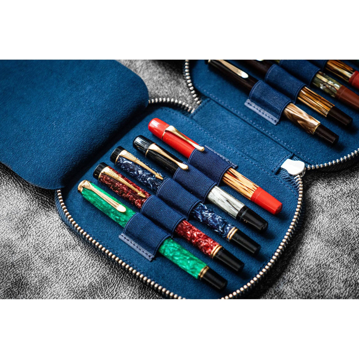 Navy Blue 10 Pen Zipper Case O927922