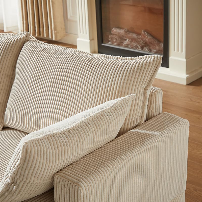 U Shaped Modular Sectional Sofa Chaise Lounge Beige Y138867