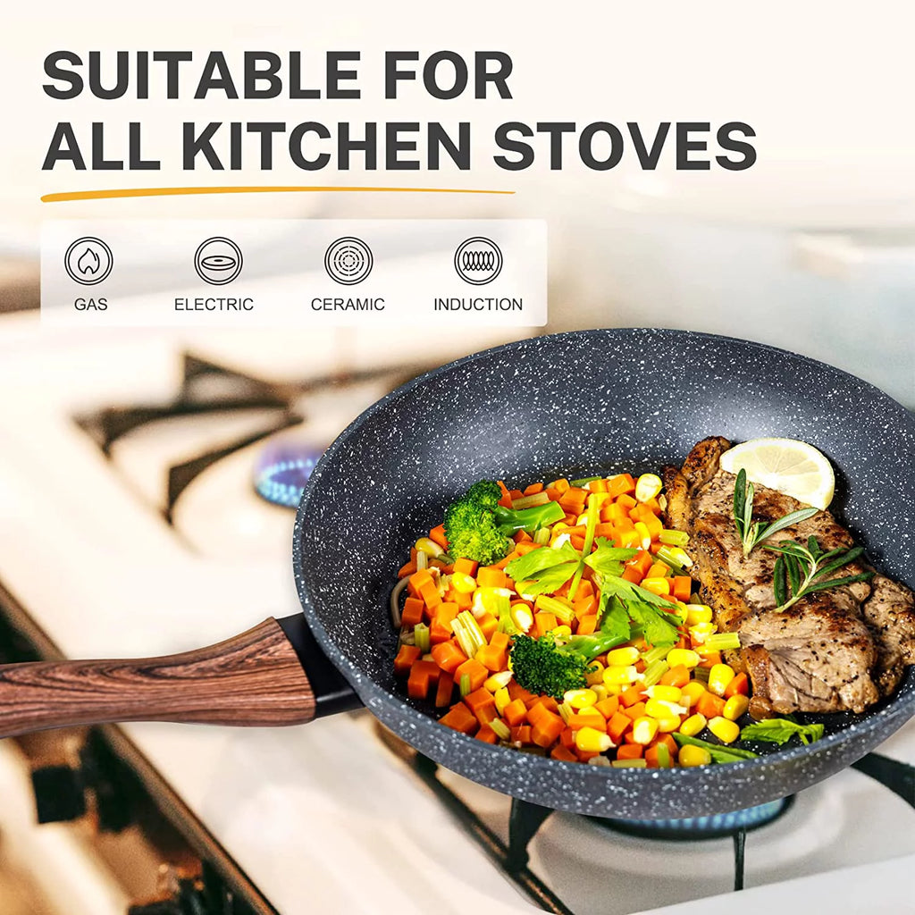 Non Stick Granite 8 Pieces Induction Cookware Set C86387