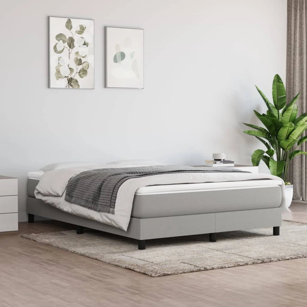 Queen Size Fabric Platform Bed Frame with Wooden Slat Support H225