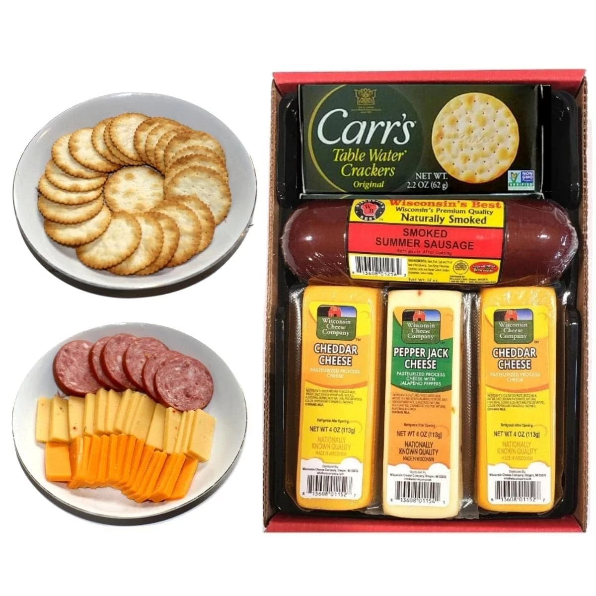 100% Wisconsin Cheese Cracker & Sausage Sampler Gift Basket D16473