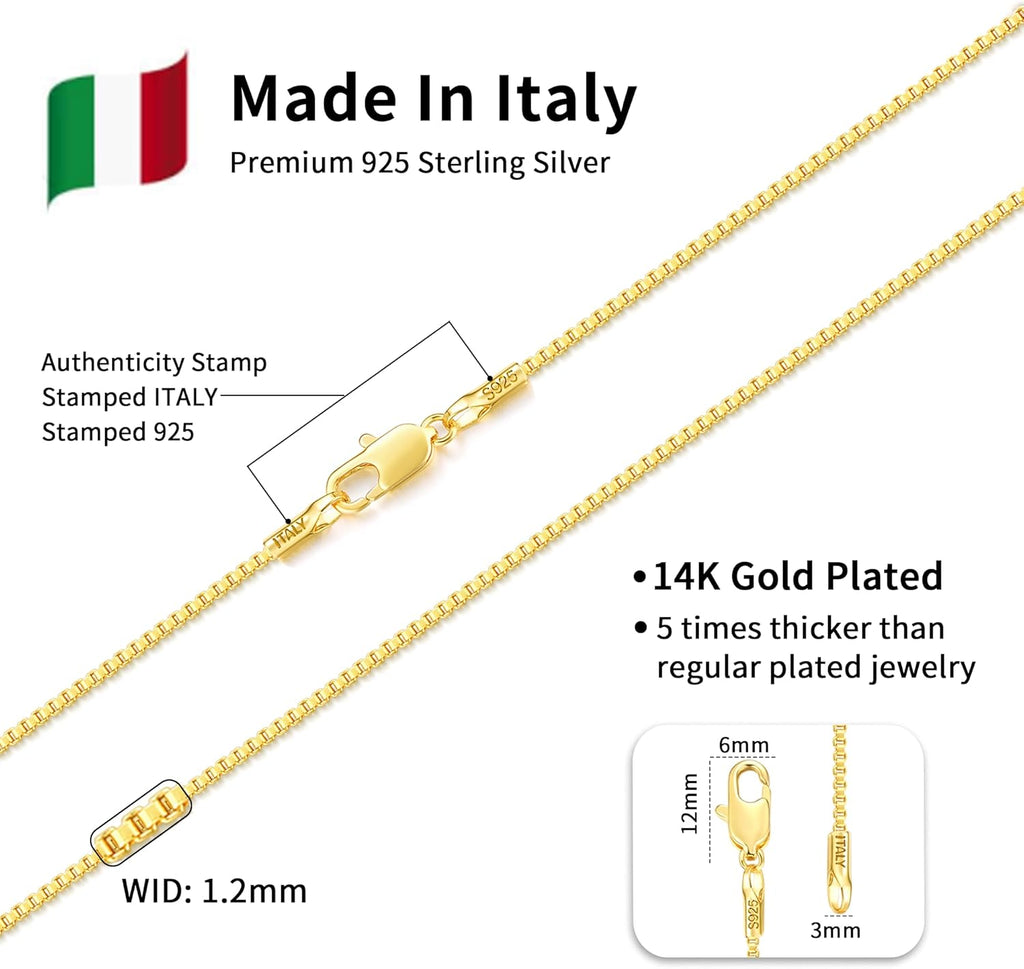 Solid 14K Gold Over 925 Sterling Silver Chain Necklace W726