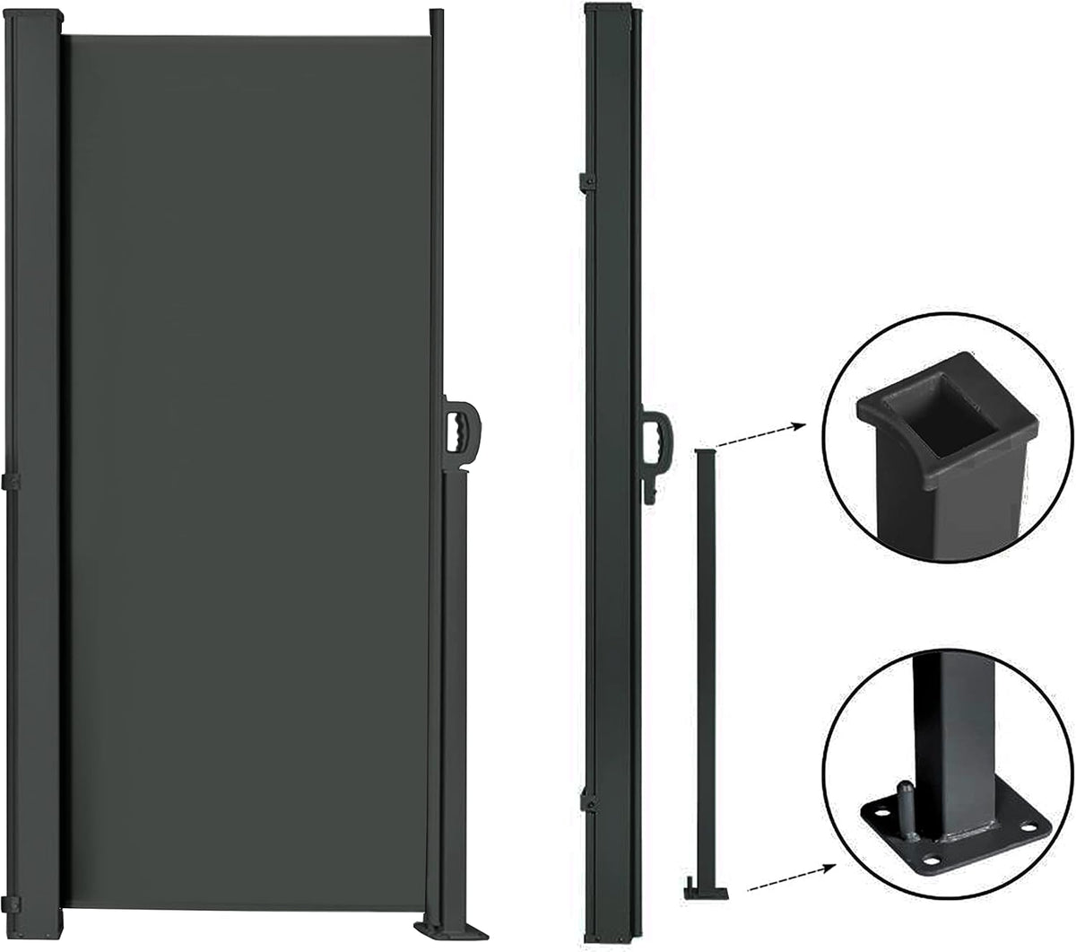 145" x 72" Retractable Side Awning, Waterproof & UV-Resistant Folding Privacy Screen Room Divider Q130299