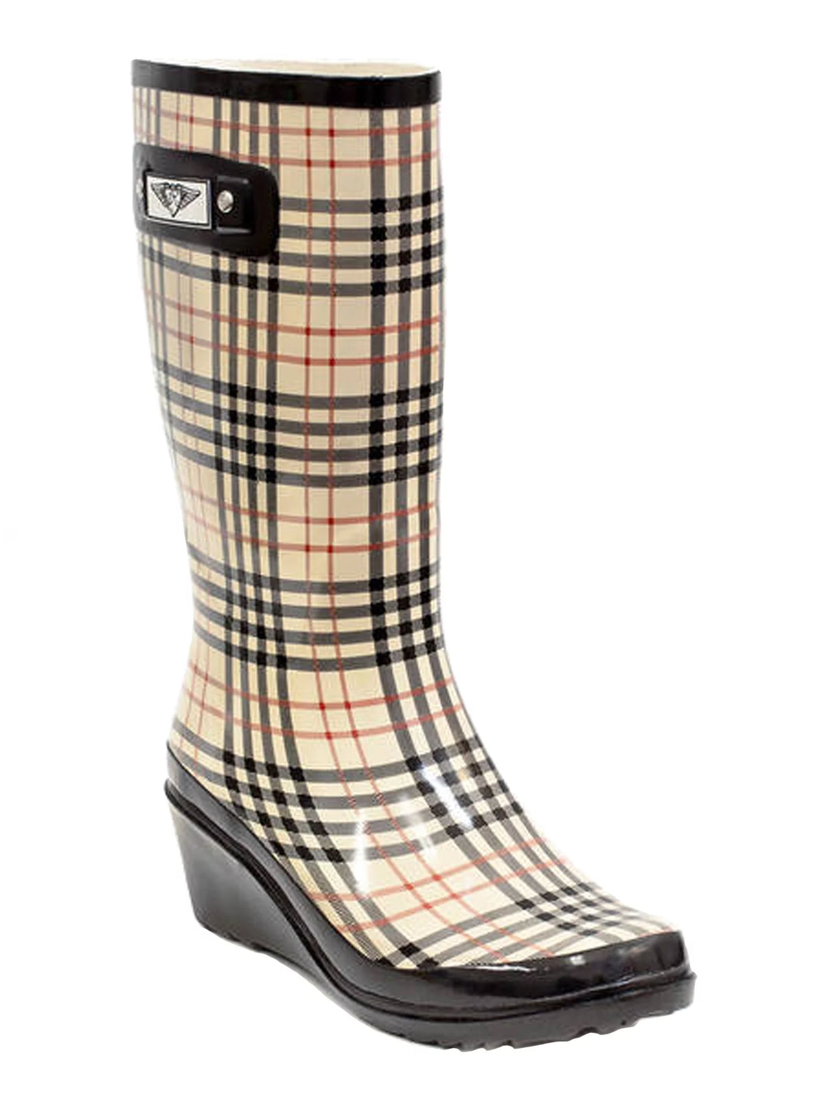Plaid Print Tall Rubber Rain Boots K5062