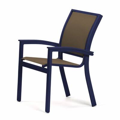 Stacking Patio Dining Armchair Gloss White Latte T64605