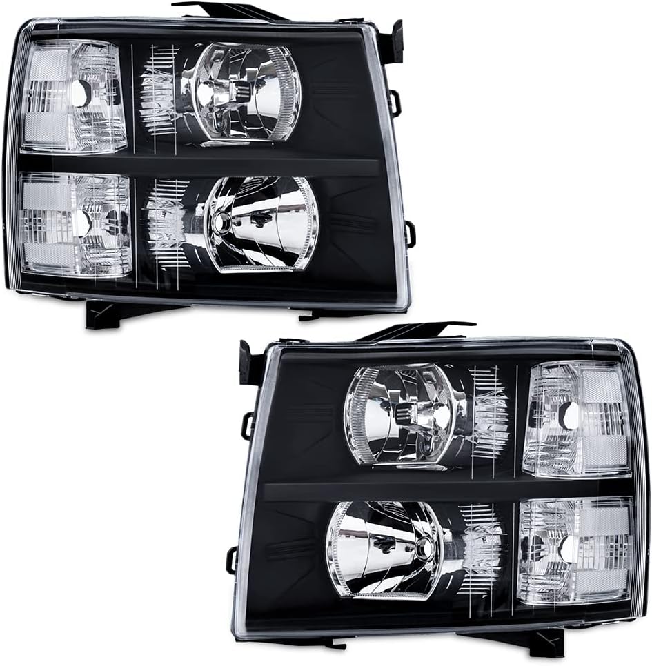 Headlights with Clear Lens Chrome Housing Amber Reflector L87611