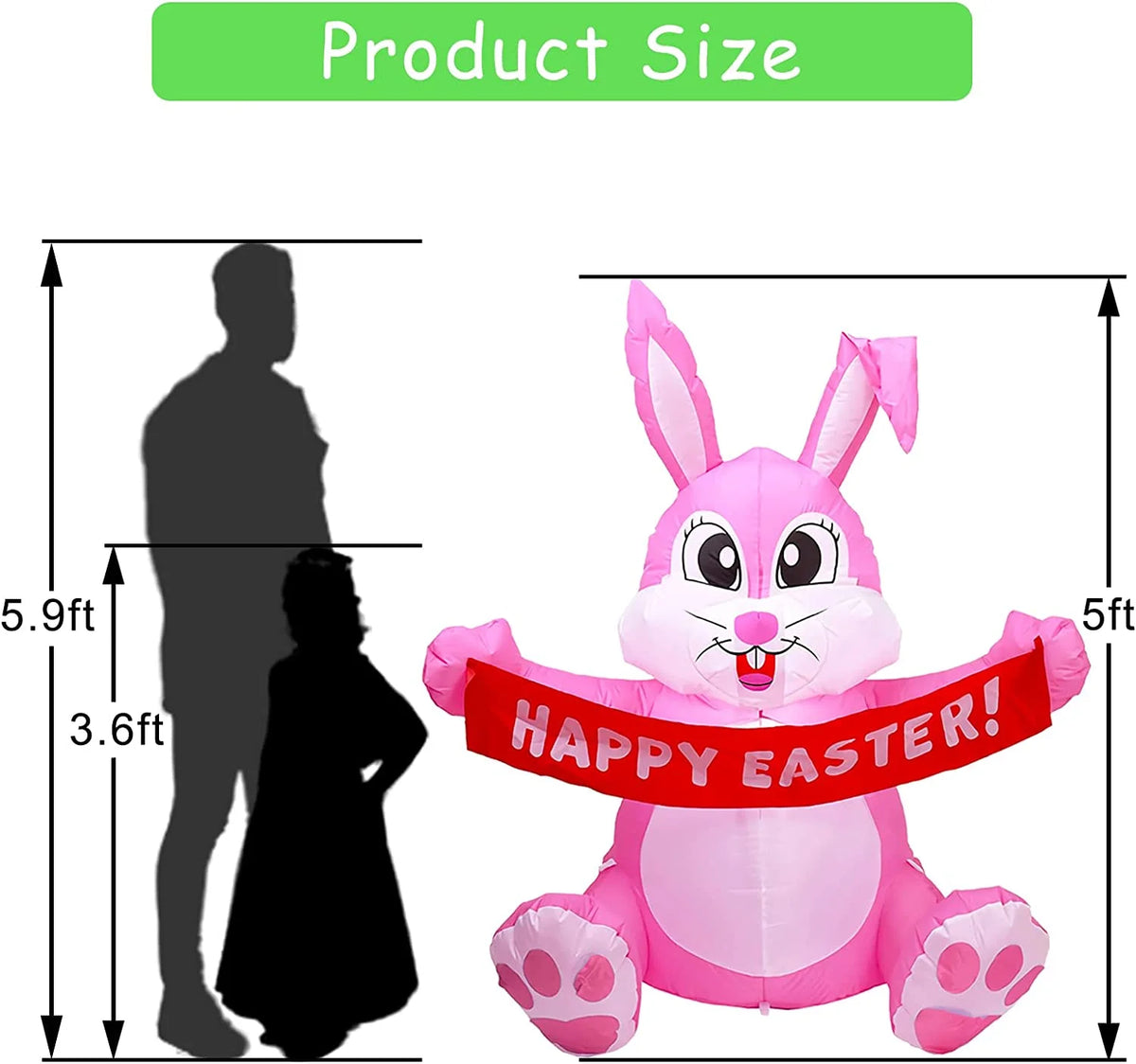 Easter Inflatable Bunny Yard Decorations with LED Lights A99485