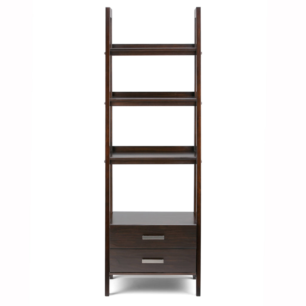 Solid Wood Ladder Shelf with Storage Distressed Gray Z859474